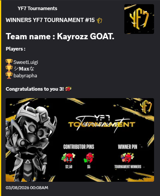 yf15 tournament winner