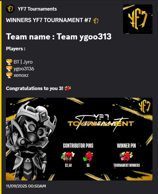 seventh tournament winner