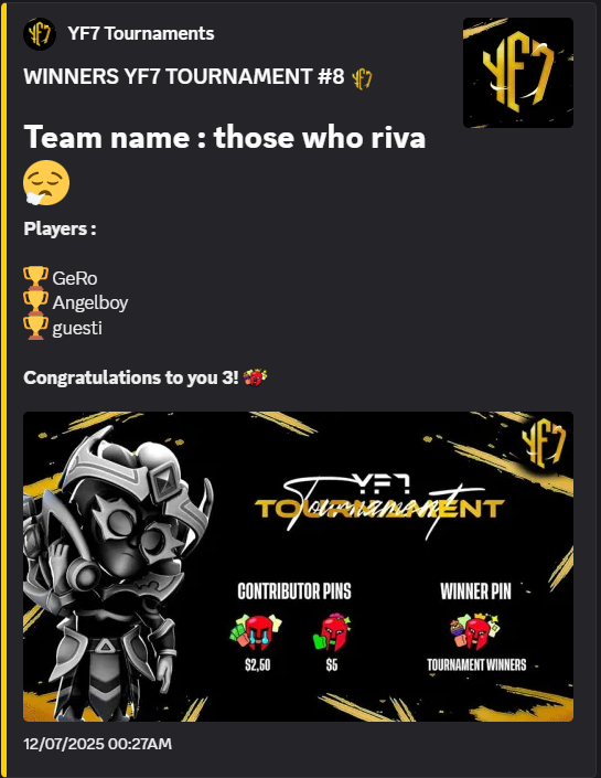 eight tournament winner